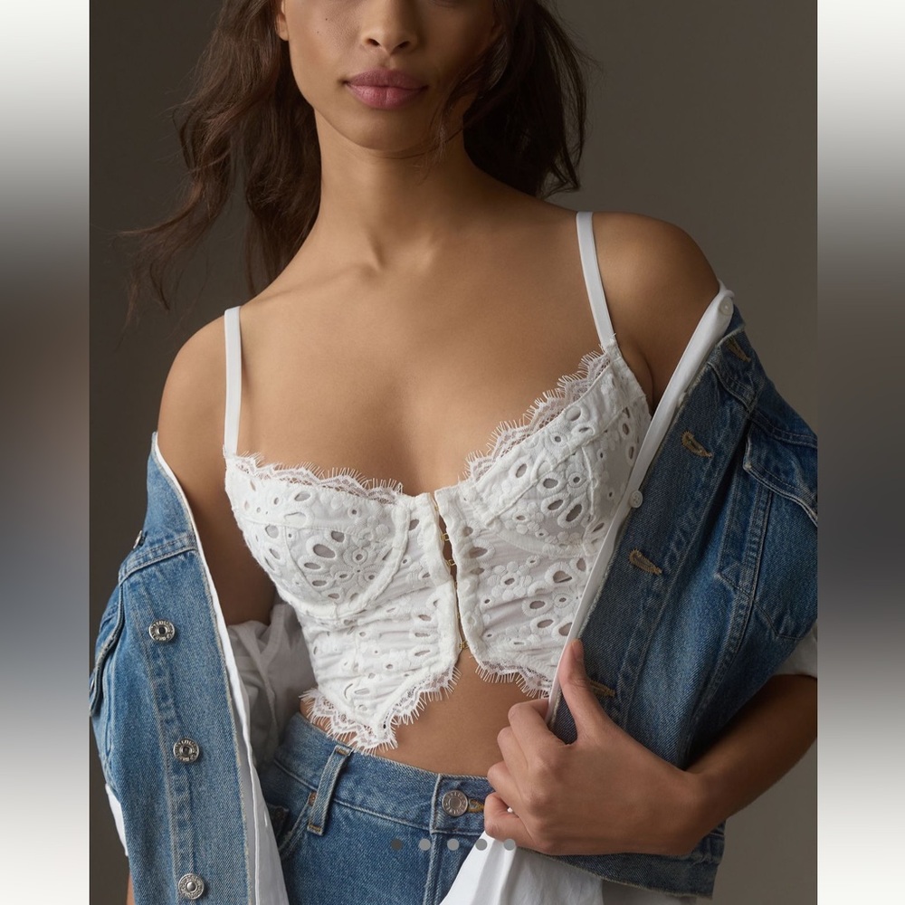 Anthropologie White Eyelet Lace Top